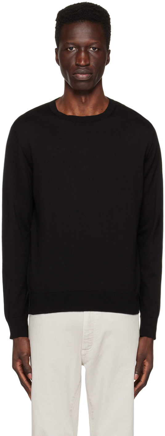 Zegna Black Crewneck Sweater In K09 Black Solid
