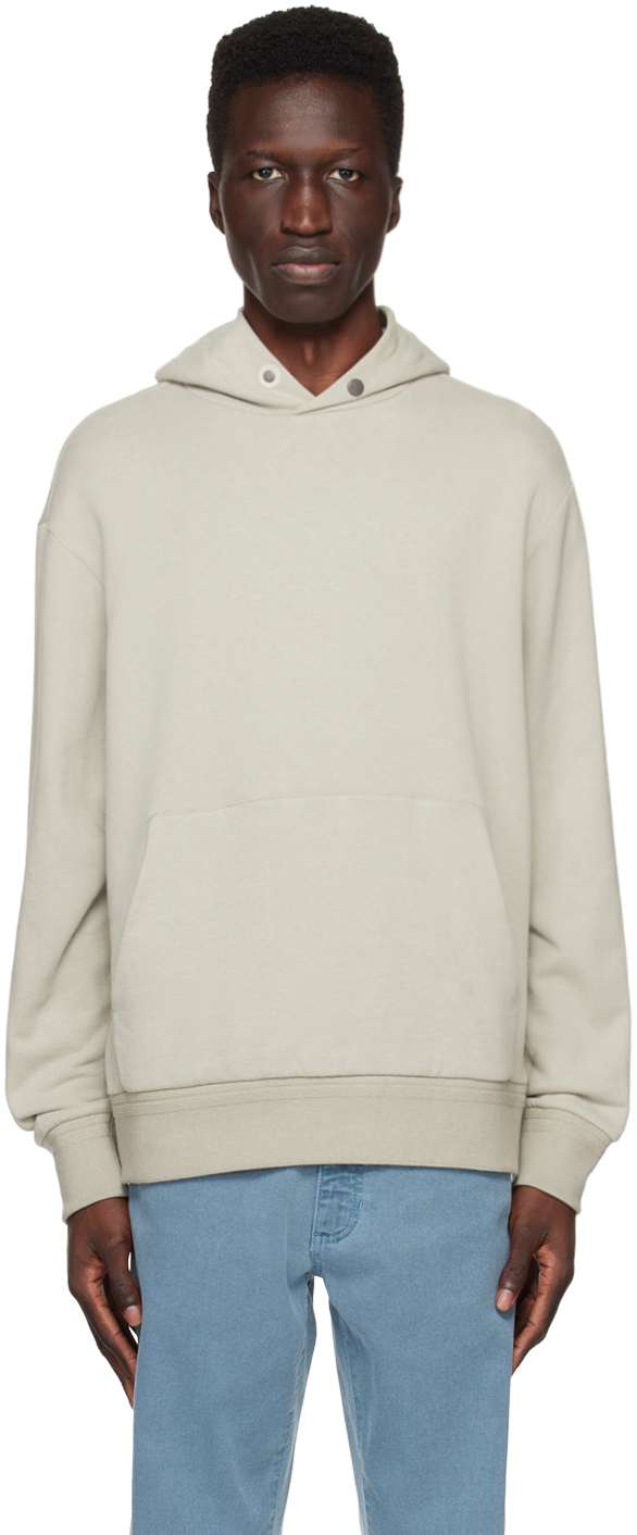 ZEGNA: Gray Press-Stud Hoodie | SSENSE