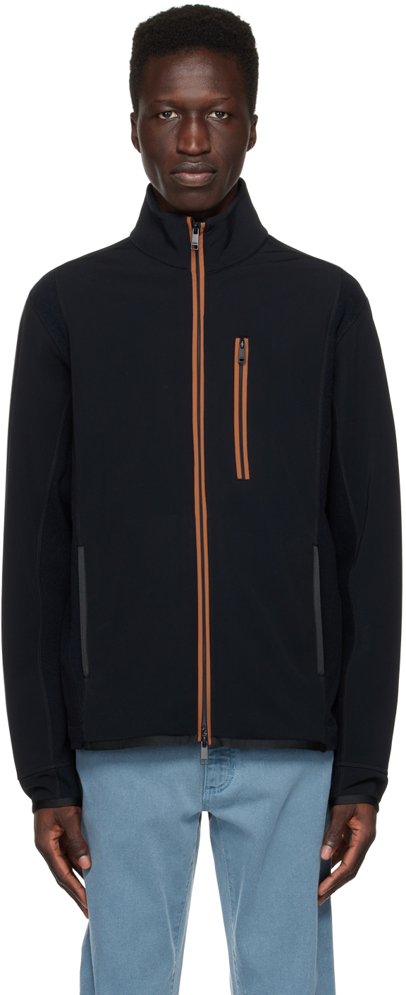 Zegna Black Paneled Sweatshirt In K09 Black Solid