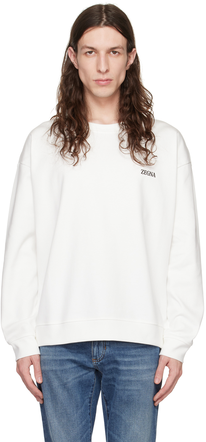 ZEGNA: White Essential Sweatshirt | SSENSE