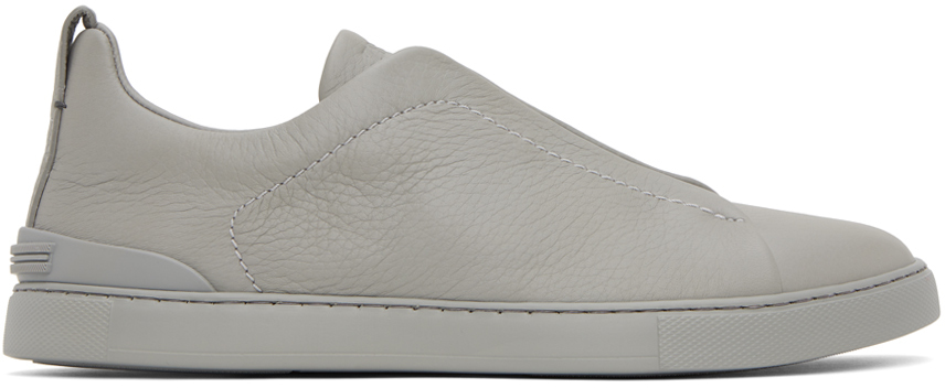Zegna Gray Triple Stitch Sneakers In Gme Grey
