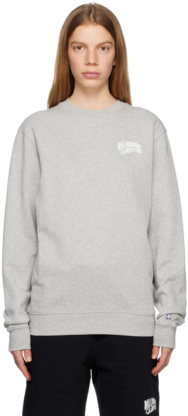 Billionaire Boys Club Grey Small Arch Logo Sweatshirt In Heather Grey
