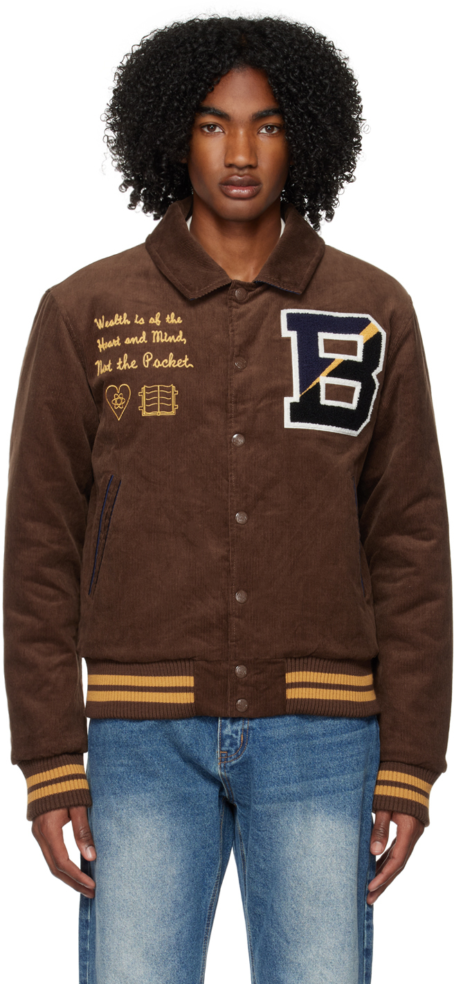Billionaire Boys Club Corduroy Collared Varsity Jacket In Brown