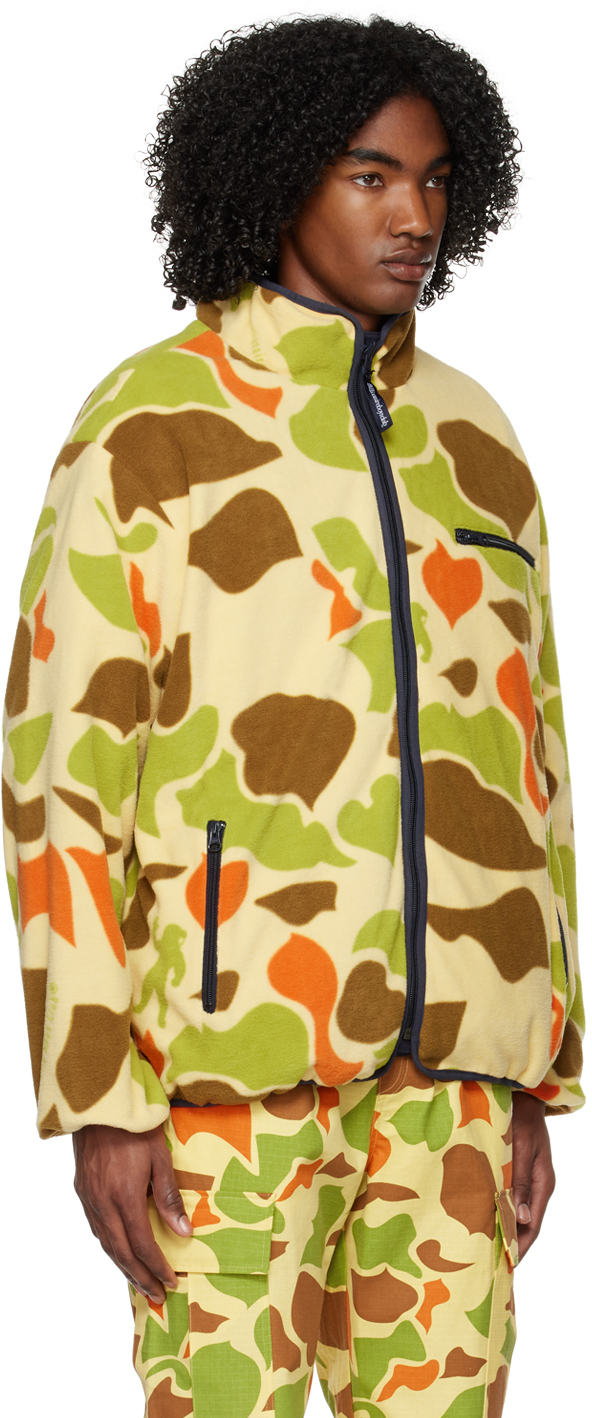 Billionaire Boys Club Space Hunt Reversible Printed Fleece Jacket In Beige