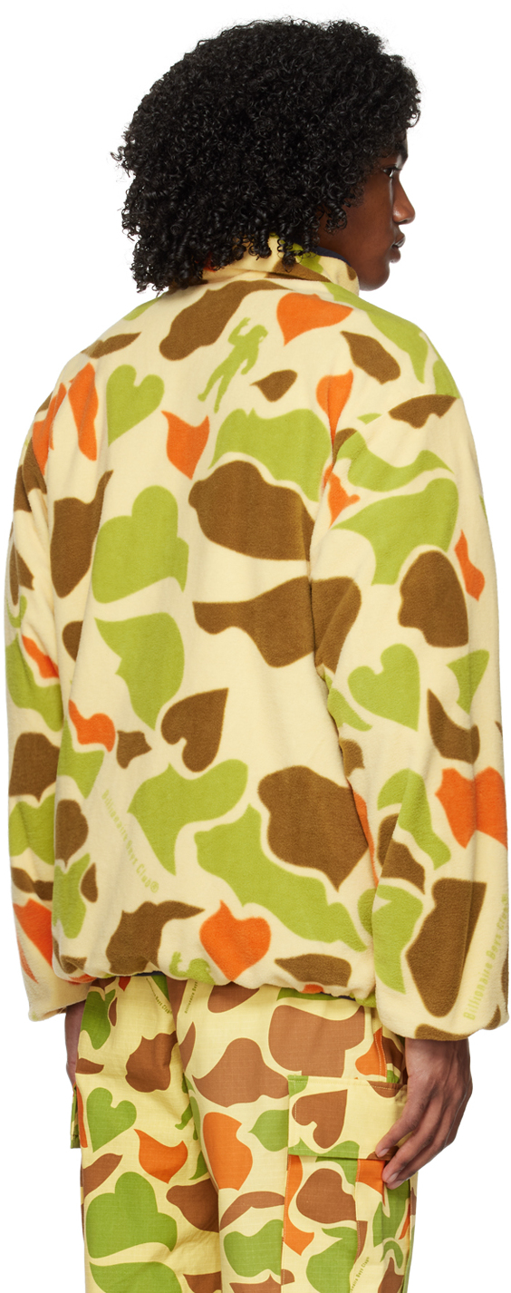 Billionaire Boys Club Space Hunt Reversible Printed Fleece Jacket In Beige