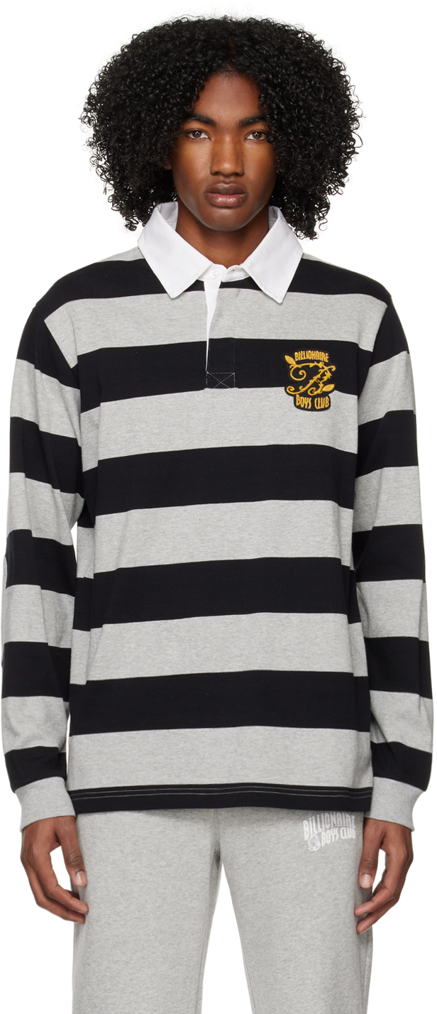 Billionaire Boys Club Black Striped Rugby Polo