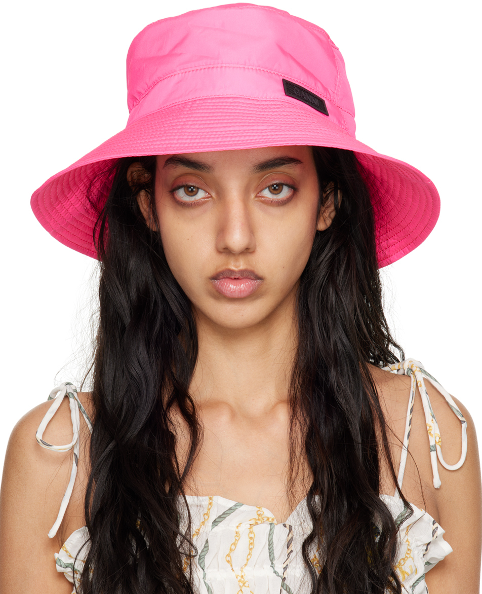 GANNI: Pink Tech Bucket Hat | SSENSE