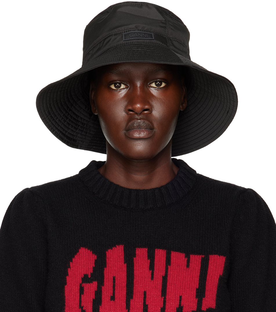 GANNI Black Tech Bucket Hat