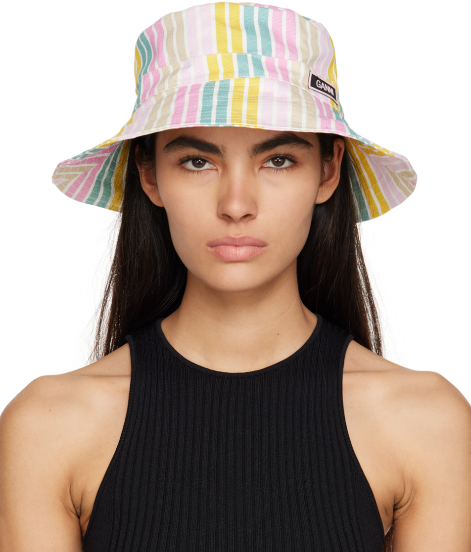 GANNI Multicolor Striped Tech Bucket Hat