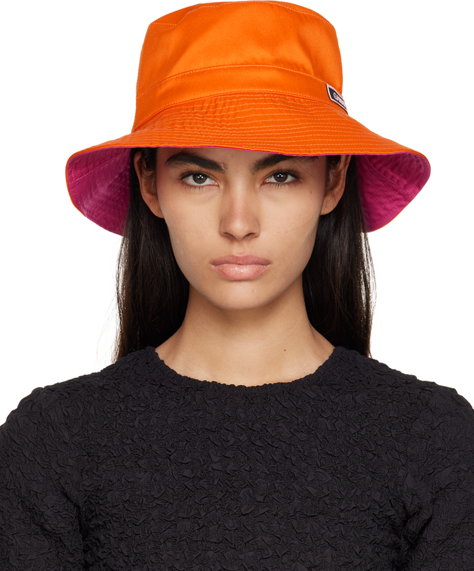 GANNI: Orange Logo Bucket Hat | SSENSE