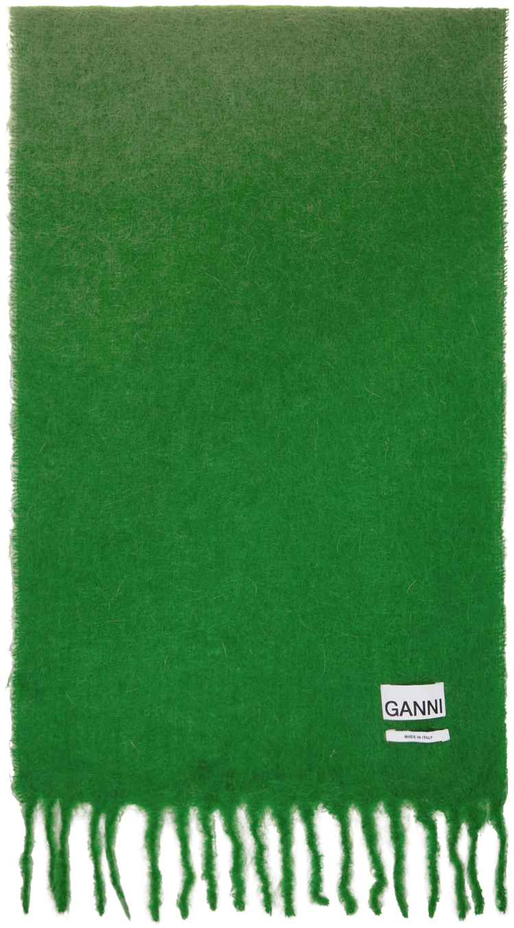 Ganni Sciarpa In Misto Lana Verde Kelly In Green