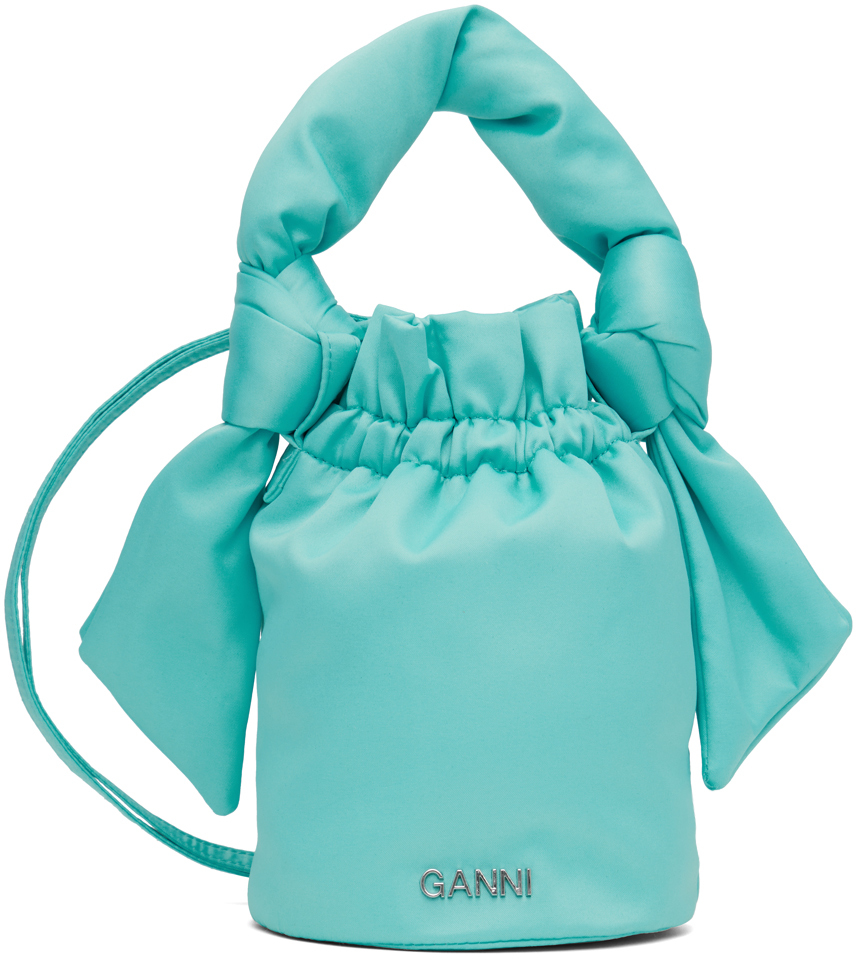 Ganni Blue Occasion Top Handle Bag In 759 Lagoon | ModeSens