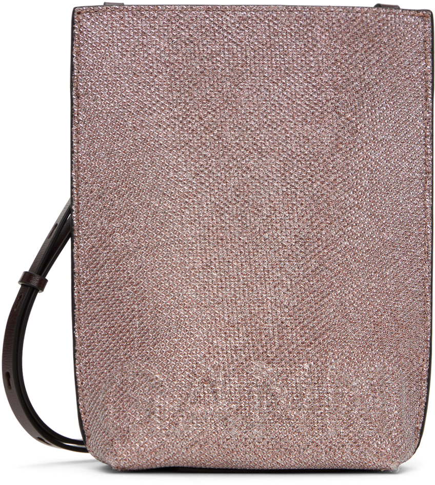 Ganni Small Glitter Banner Crossbody Bag In Light Lilac