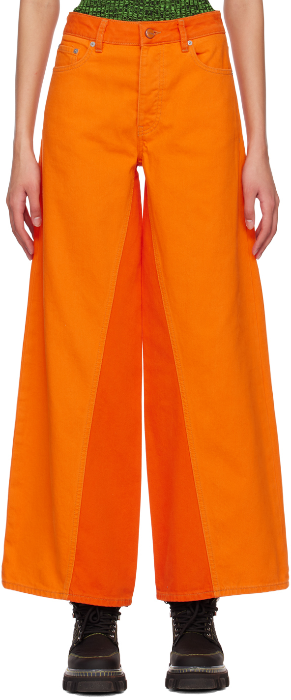 Shop Ganni Orange Jozey Jeans In 493 Orangeade