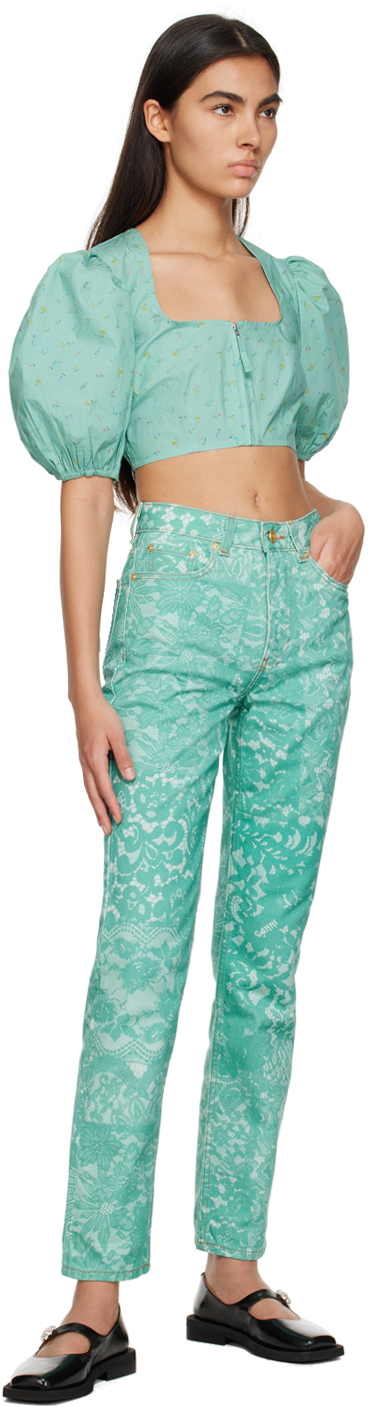 Ganni Blue Swigy Jeans In 773 Canton