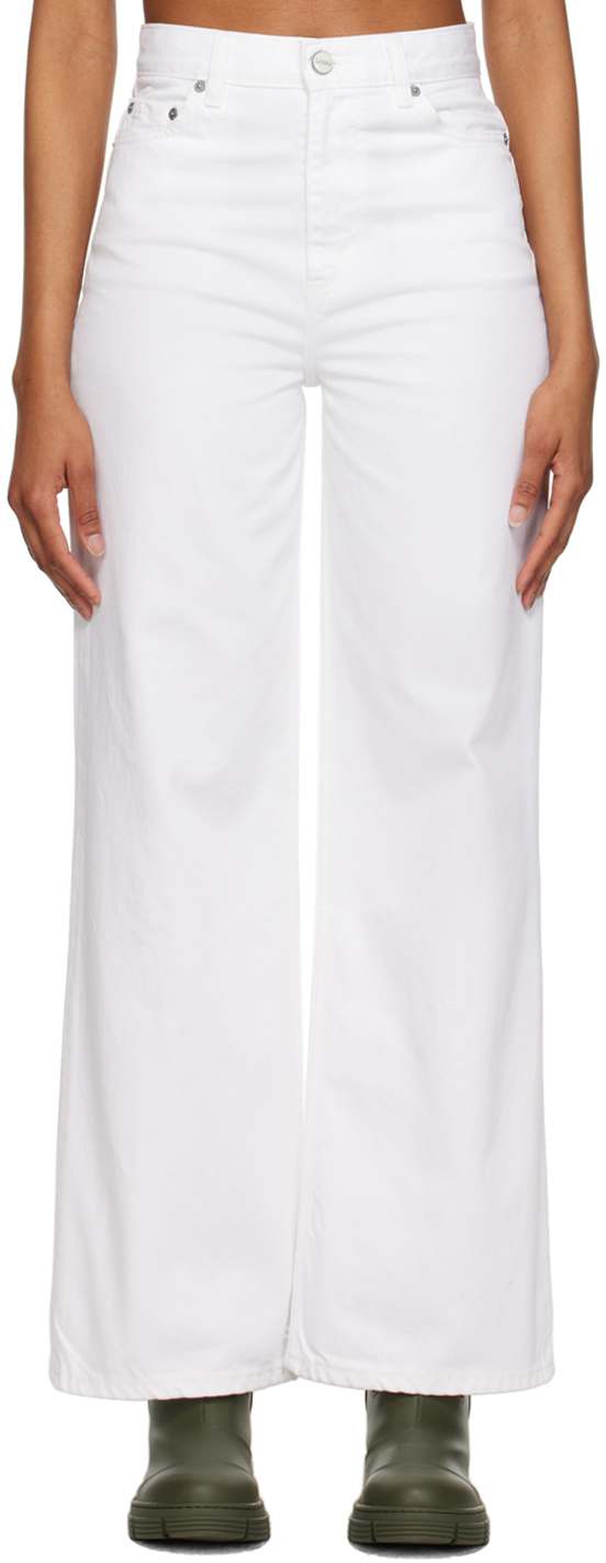 Shop Ganni White Magny Jeans In 151 Bright White