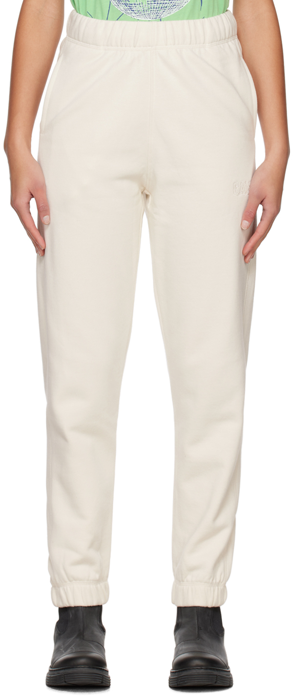 Shop Ganni Off-white Software Elasticized Cuff Lounge Pants In 135 Egret