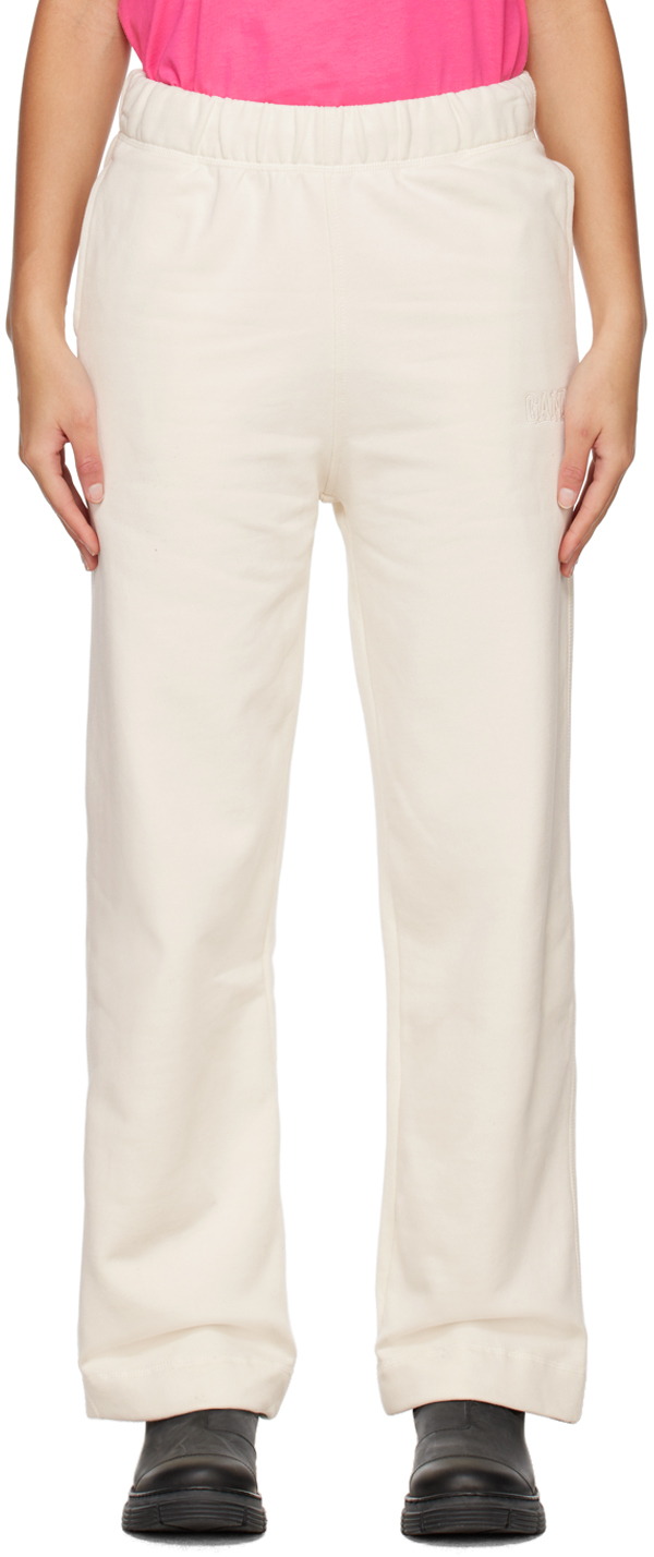 Ganni Off-white Software Loose Fit Lounge Trousers In 135 Egret