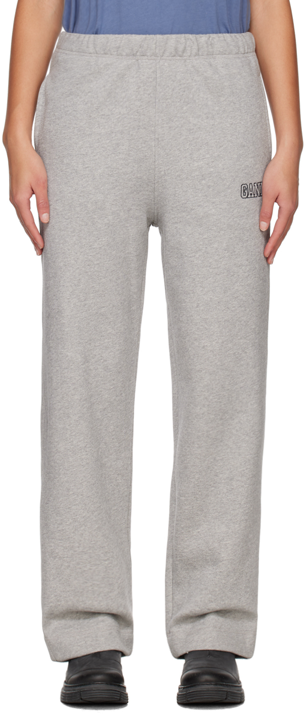 Ganni Grey Loose Fit Lounge Trousers In 921 Paloma Melange