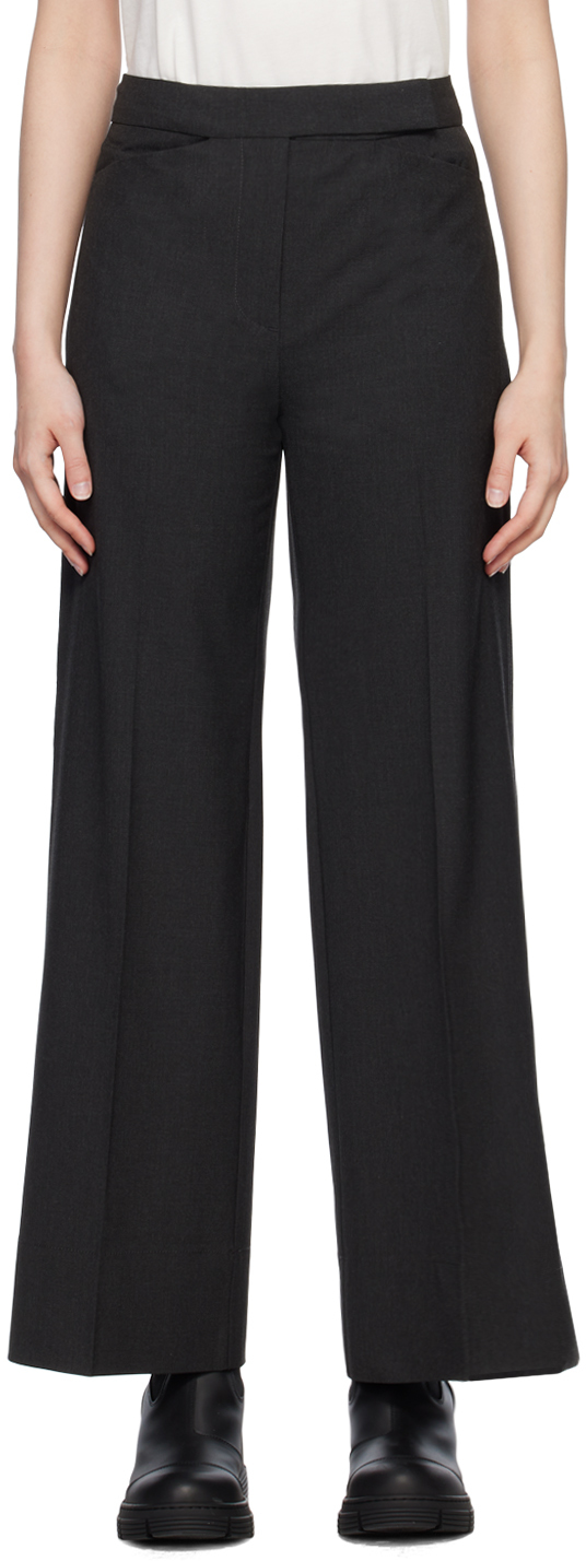 Gray Drapey Trousers by GANNI on Sale