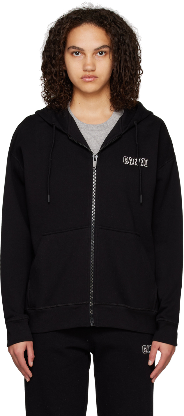 GANNI: Black Oversized Hoodie | SSENSE