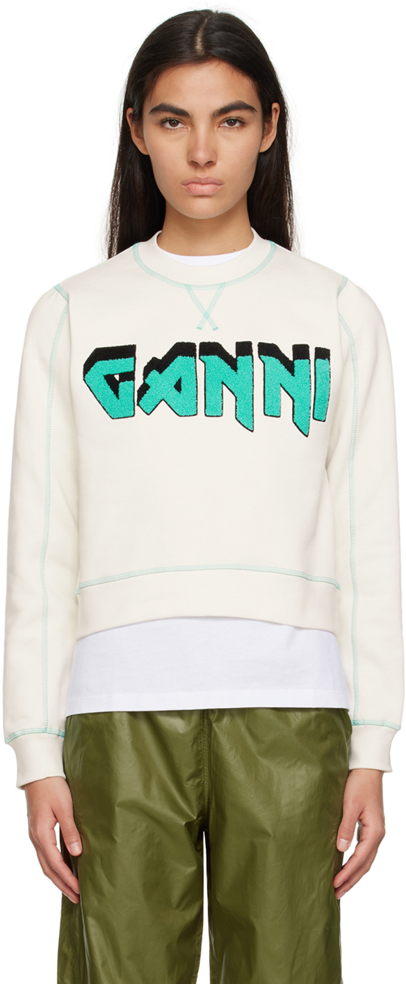 Shop Ganni Off-white Isoli Rock Sweatshirt In 135 Egret