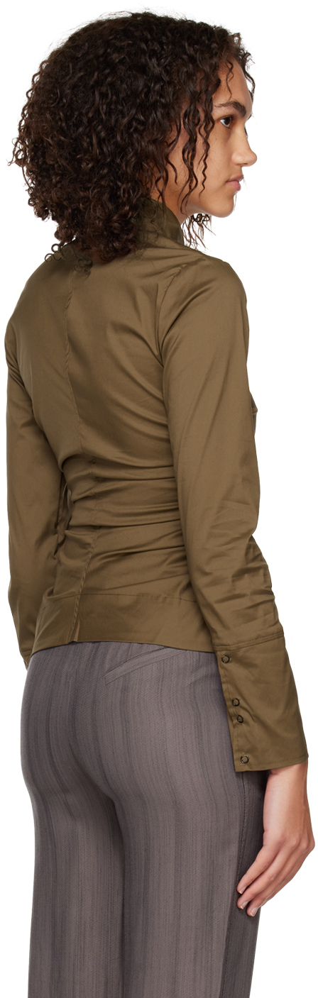 GANNI BROWN CUTOUT SHIRT