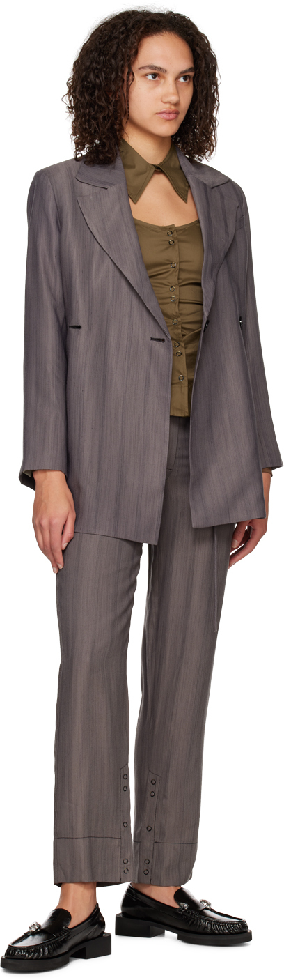 GANNI BROWN CUTOUT SHIRT