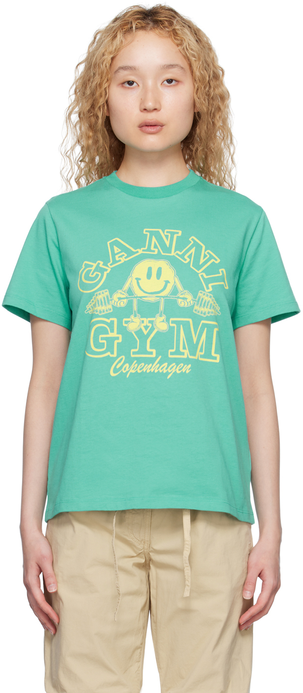 Blue 'Gym' T-Shirt by GANNI on Sale