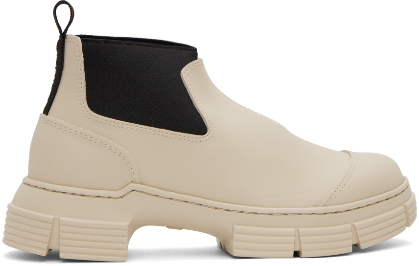 GANNI: Off-White Crop City Boots | SSENSE