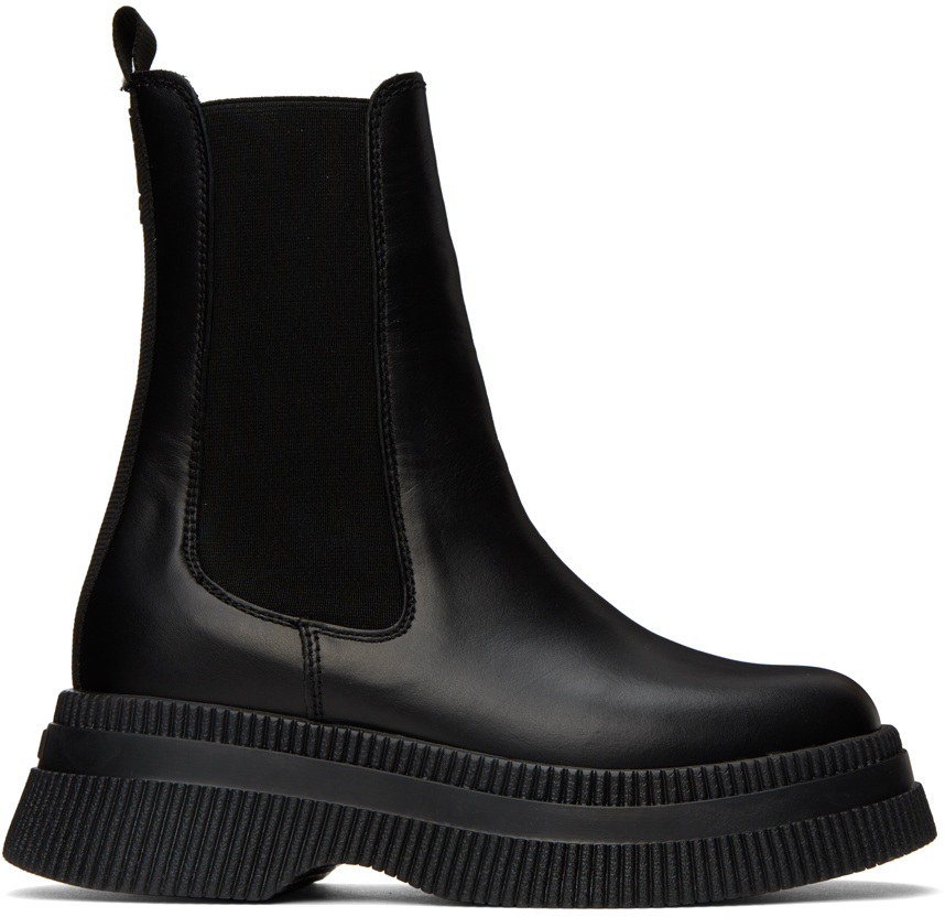 Shop Ganni Black Creepers Boots In 004 Black/black