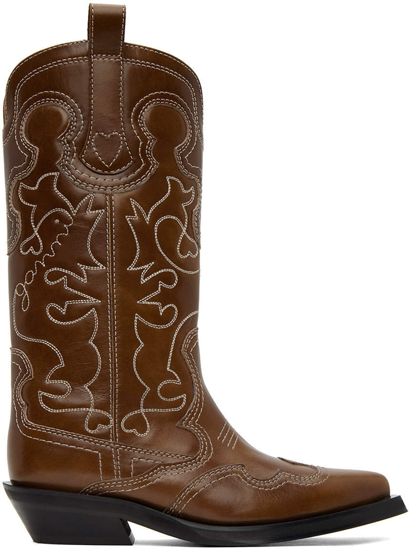 GANNI Brown Western Boots