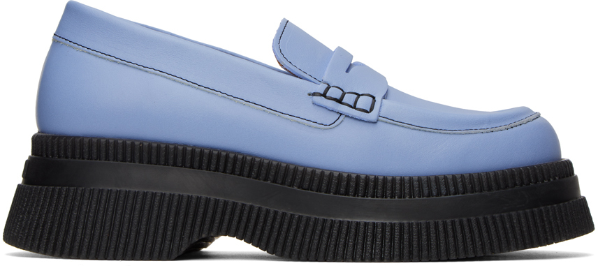 Shop Ganni Blue Wallaby Creepers Loafers In 699 Brunnera Blue