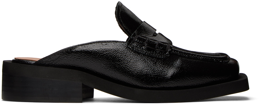 Shop Ganni Black Backless Loafers In 099 Black