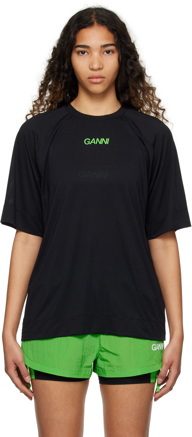 Ganni Printed Black T Shirt