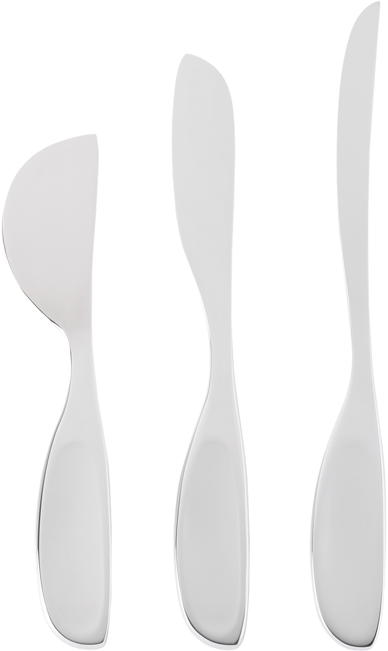 Georg Jensen Silver Alfredo Cheese Knives Set, 3 Pcs In Stainless Steel