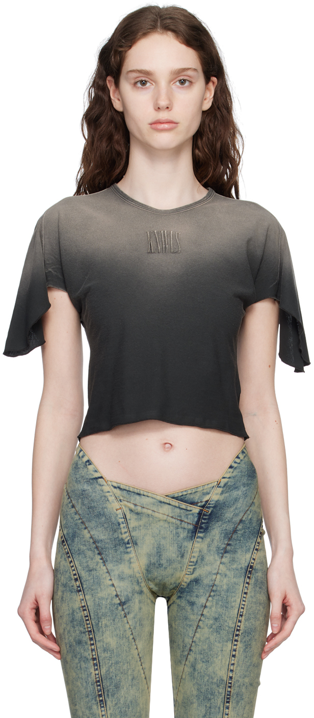 Knwls Logo-print Cropped T-shirt In Charcoal