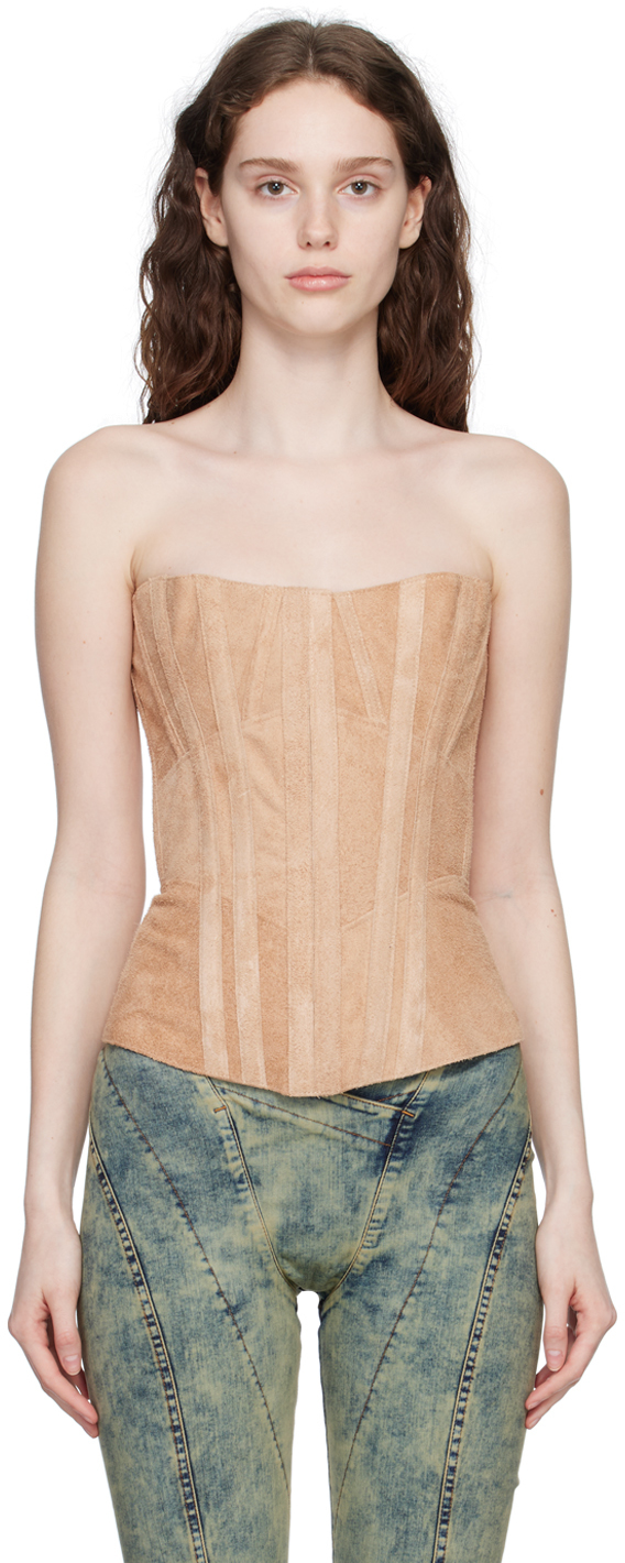 Knwls Daith Lace-up Corset In Neutrals