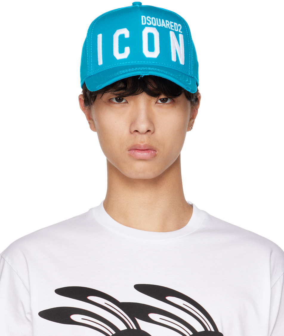 Dsquared2 Icon Logo Embroidered Distressed Baseball Cap In Blue