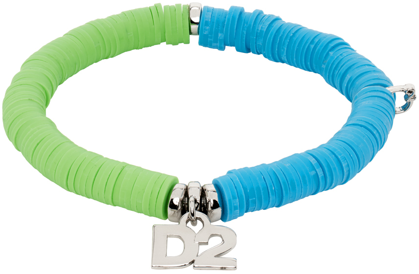 Dsquared2 Green & Blue D2 Charm Bracelet In M355 Verde+turchese