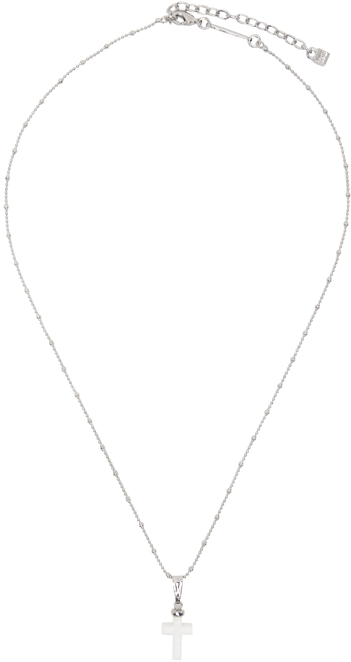 Dsquared2 Silver Cross Necklace In M803 White+palladium