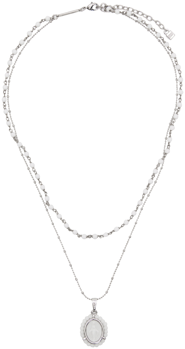 Silver & White Charms Necklace