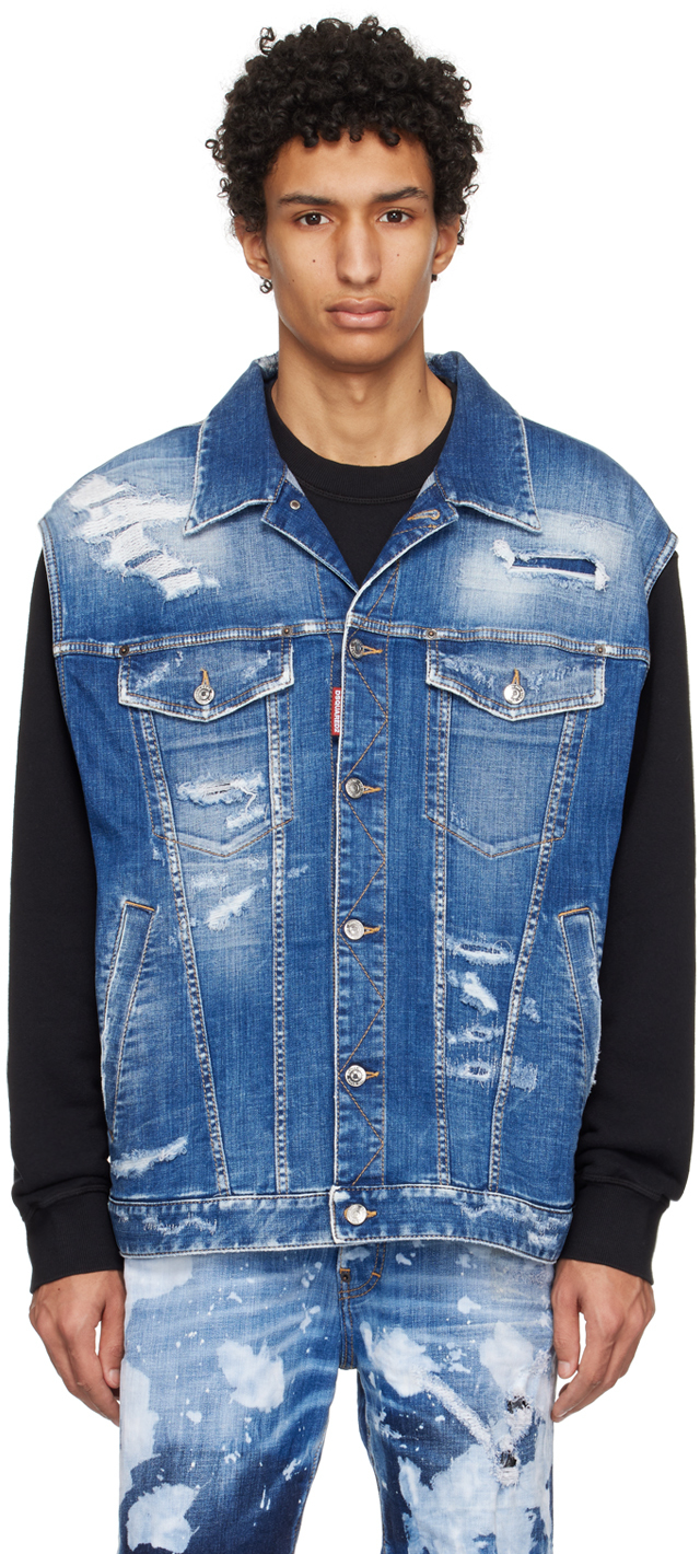 Blue 'Goth Surfer' Denim Vest