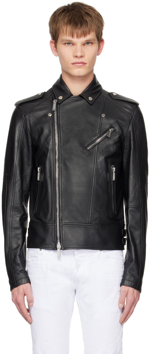 Dsquared2 Kiodo Leather Jacket In 900 Black