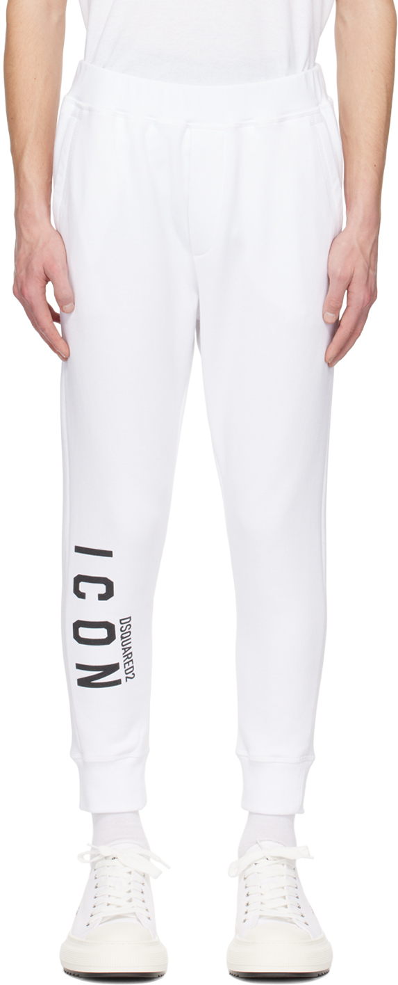 DSQUARED2 WHITE 'BE ICON' SKI LOUNGE trousers