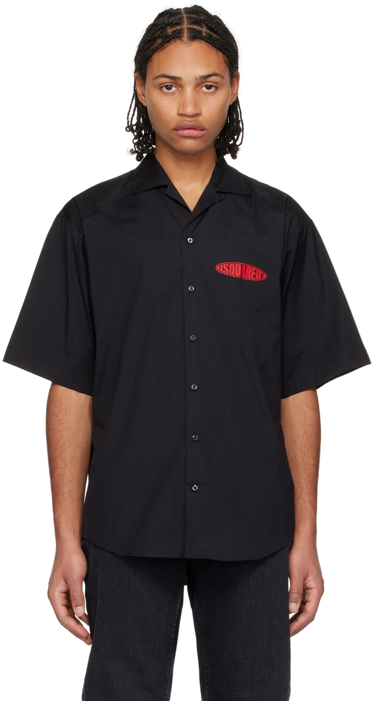 Black Surfboard Bowling Shirt