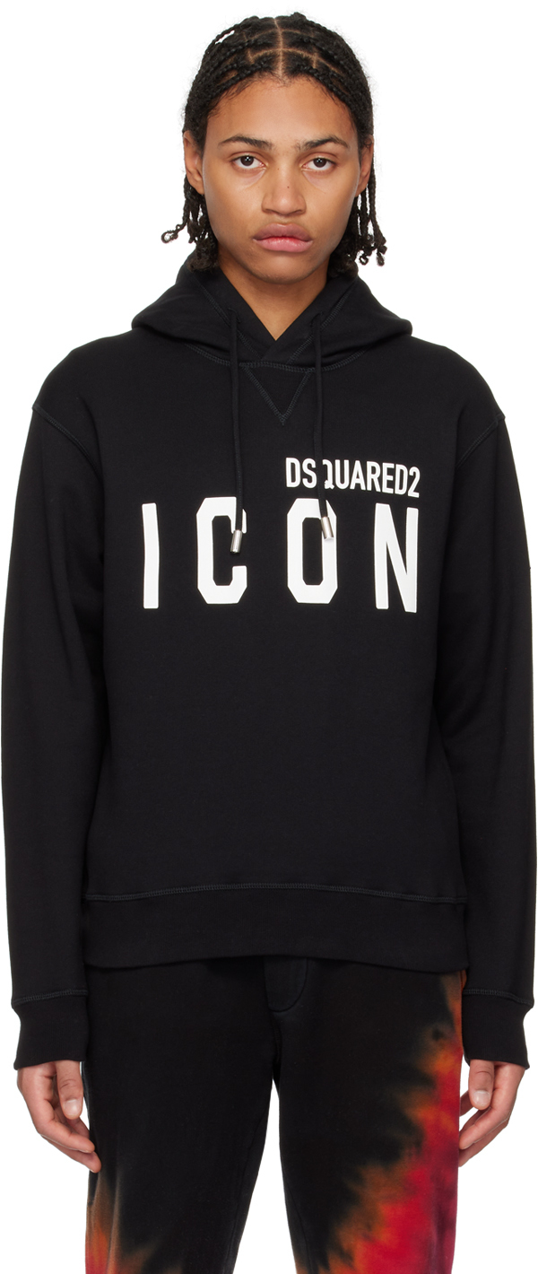 Dsquared2: Black 'Be Icon' Hoodie | SSENSE Canada