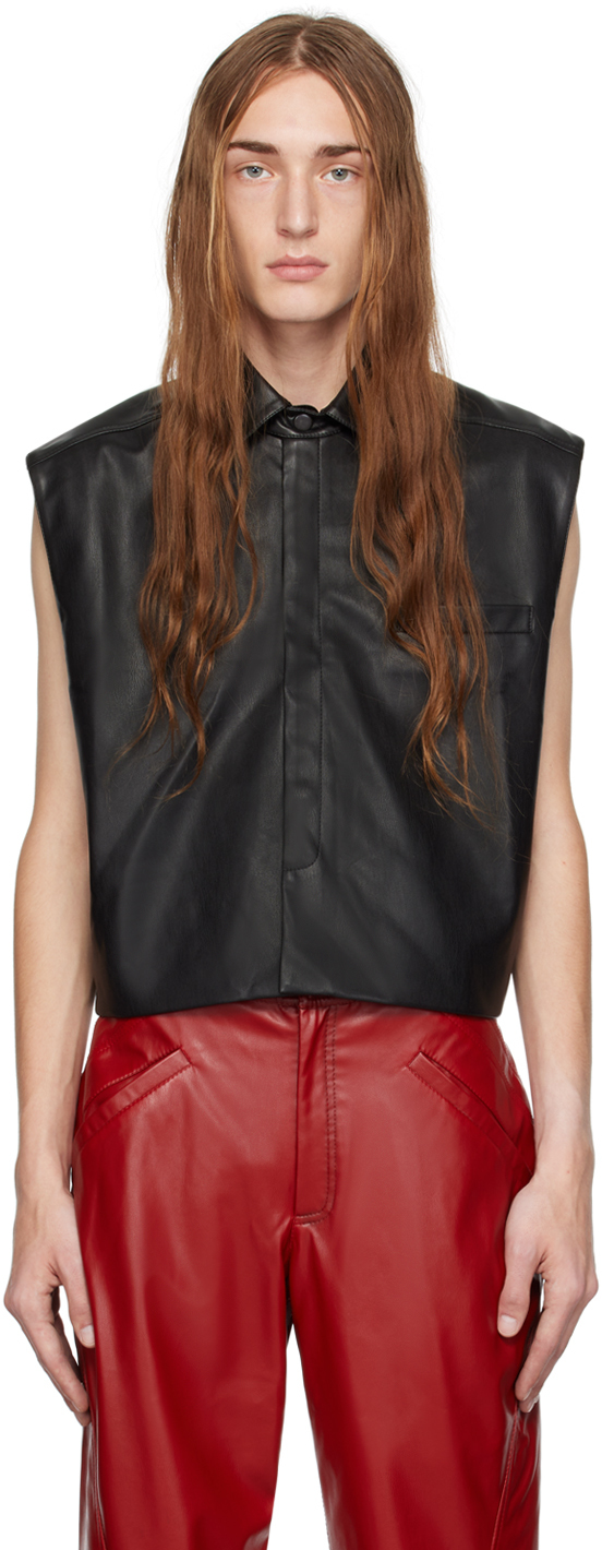 SSENSE Exclusive Black Faux-Leather Vest