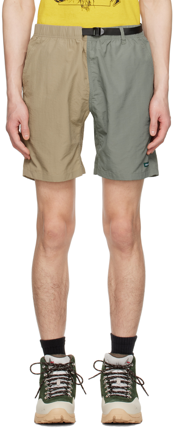 Afield Out Gray & Beige Sierra Climbing Shorts In Sand/sage
