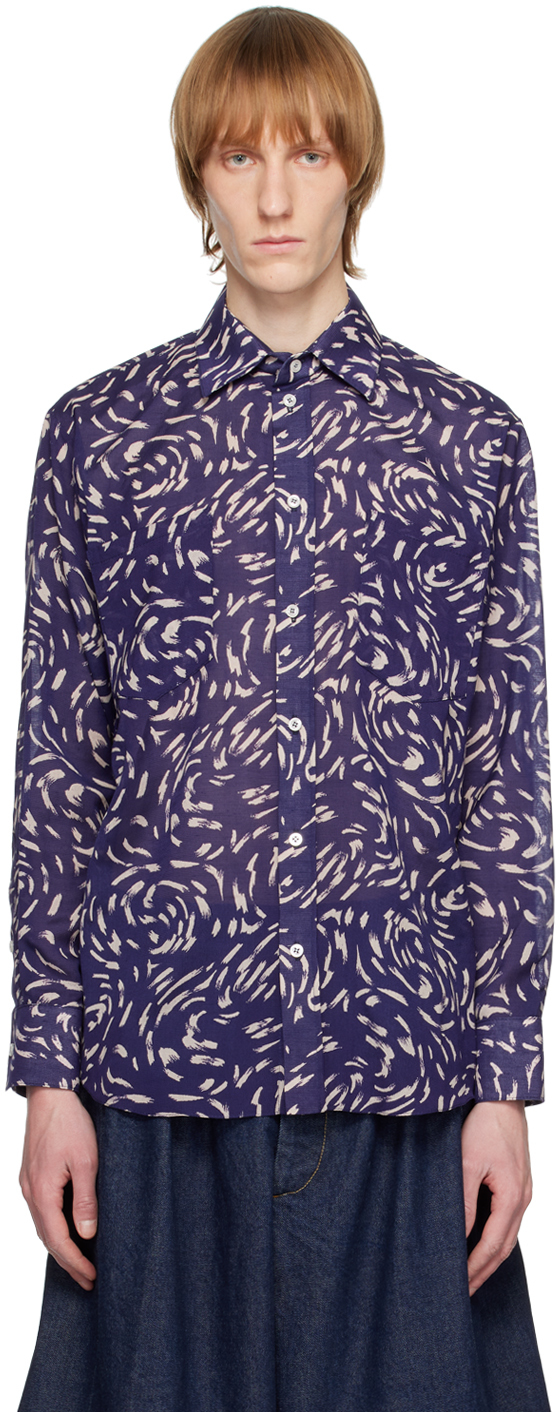 Situationist Purple Printed Shirt In Dark Purple
